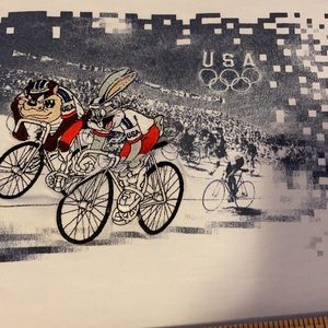 Vintage Olympic team tee with Taz and Bugs